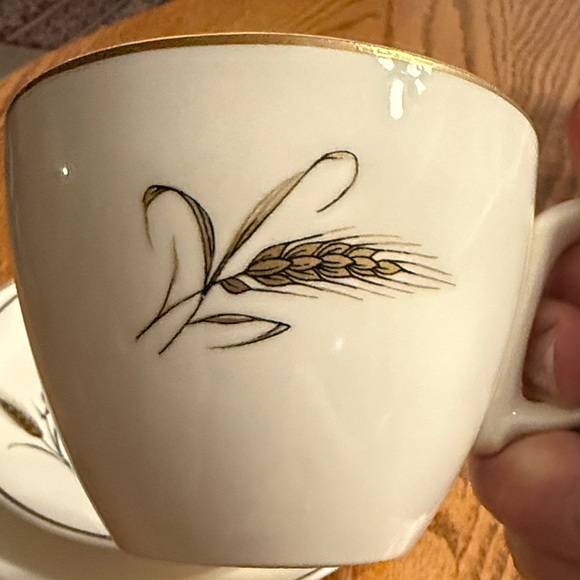 Elegant Cream Wheat Motif Cup and Saucer Set - Picture 4 of 4